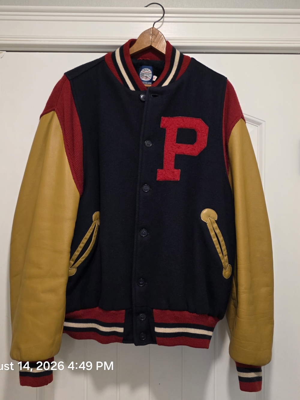 Vintage 90s Ebbets Field Flannels 1947 Portland Beavers Wool Leather Jacket 2XL